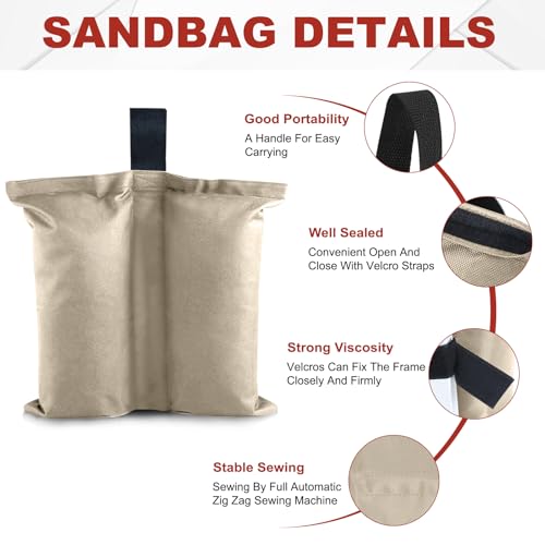 ABCCANOPY Canopy Weights 120 LBS Tent Sand Bags,4-Pack Beige(No Sand) - color: Beige, size: 120 LBS