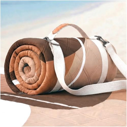 RYCHIC Waterproof Beach Blanket Picnic Outdoor Camp Mat RugTowel Family Beach Trip Essentials Summer Vacation Must Have Travel Accessories Lake Day Necessities Thing Need Gear Gift Supplies 2026 - color: Abstract Brown