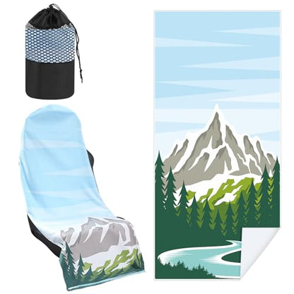 Hahafelt 2 Pack Car Seat Towel Cover with Storage Bag, National Park 1 | 63 x 32 in Car Towel Seat Cover Non Slip Waterproof, Gym Workout Swimming Running, Machine Washable Sweat Absorbent Protector - style: National Park 1