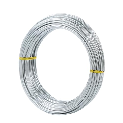 Bendable Aluminum Craft Wire - 2mm 12 Gauge (30m / 100ft) Spool, Floral Wire for Artificial Flowers, Jewelry Making Wire for Beading & Wire Wrapping - Silver - size: 12 Gauge x 100 Feet