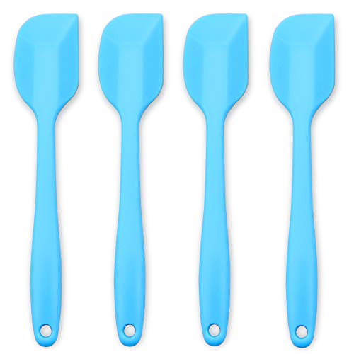 4-Piece Silicone Spatula Set with Stainless Steel Core, Blue | Heat-resistant Rubber Spatulas for Nonstick Cookware, Mixing, Scraping and Baking, BPA-free Silicone, Dishwasher Safe - color: Blue, size: Large