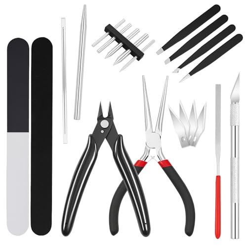 Mandala Crafts 22 PC Model Building Hobby Tools Kit for Metal & Plastic | Pliers, Clipper, Knife, Bending, Winding, Twisting Rod for Miniatures, Mecha, Scale Kits, Aircraft, Tanks, Ships, Cars, Resin - style: 3D Metal Model Puzzle Tool 25 PCs