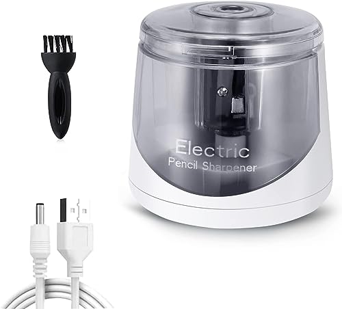 Electric Pencil Sharpener, Battery (Not lncluded) or USB Powered Small Portable for NO.2 Pencils, Automatic for Home and Office White - color: White
