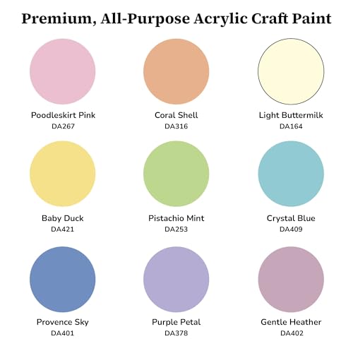 DecoArt Americana Acrylic Paint Set – Essential Pastel Colors, 9 Bottles (2 fl oz) – Art and Craft Acrylic Paints for Canvas, Wood, and More - color: Multi - Pastel Essentials, size: 2 Fl Oz (Pack of 9)