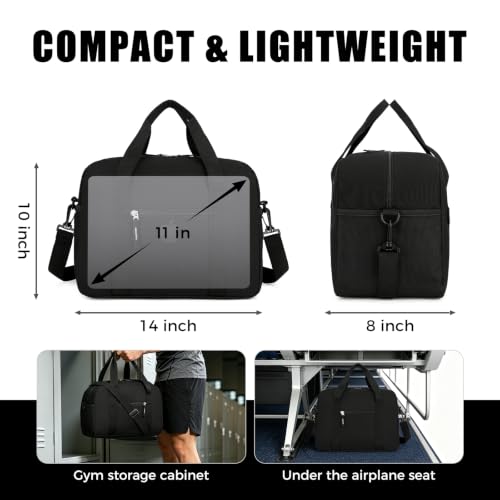 Uarition 14 inch Small Gym Bag, Mini Duffle Bag for Travel Sports- Black - color: Black