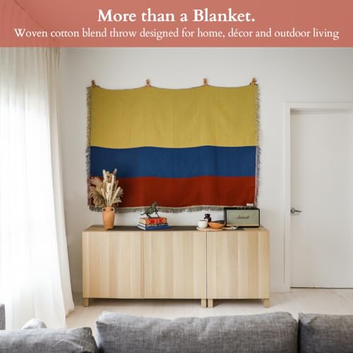 Colombia Flag Woven Throw Blanket – Colombian Blanket for Couch, Bed or Wall – Woven Not Printed – 50x70 Cotton Blend Throw for Colombians Living Abroad - color: Colombia