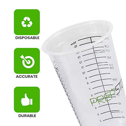 Disposable Measuring Cups for Resin – Pack of 20 16oz Clear Plastic Graduated Epoxy Mixing Cup for Paint, Resin, Stain – 1/2 Pint Reusable Plastic Measuring Cup for Cooking & Baking