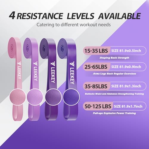 Resistance Bands for Pull Up Assist, Stretch Bands & Exercise Workout Set - color: 15-125LBS PINK PURPLE