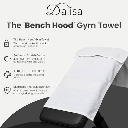 Dalisa Bench Hood Gym Towel, 100% Turkish Cotton, Non-Slip, White - color: White