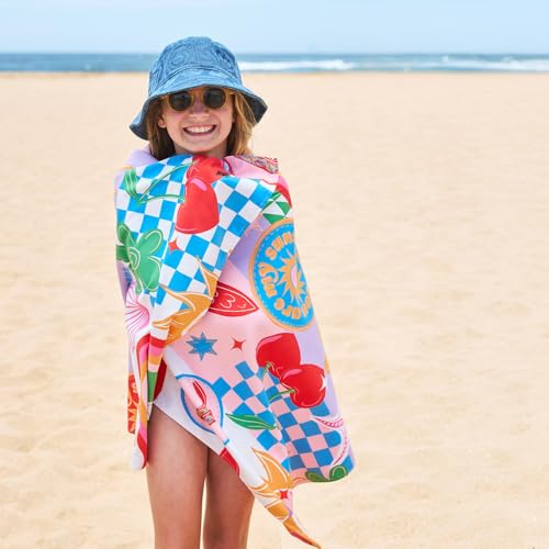 Dock & Bay Kid's Towel - Quick Dry, Sand Free - Compact, Lightweight - 100% Recycled - Includes Bag - Good Vibes Club - Large (160x90cm, 63x35) - color: Good Vibes Club, size: Large (160x90cm, 63x35")
