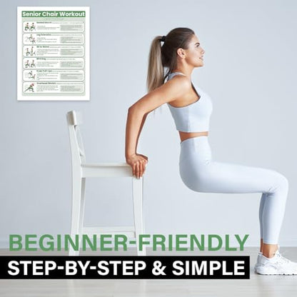 Senior Exercise Chair Workout Poster, 30-Day Stretching and Gentle Seated Exercise Chart