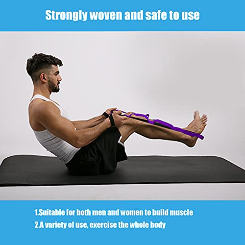 Stretch Strap Yoga Stretching Band MultiLoop Fitness Equipment for Yoga Pilates Muscle Stretching Physical Workouts Durable Tight Weaving Technology Unbreakable Design for Men - color: Daisy Rope Purple (Simplified Version)