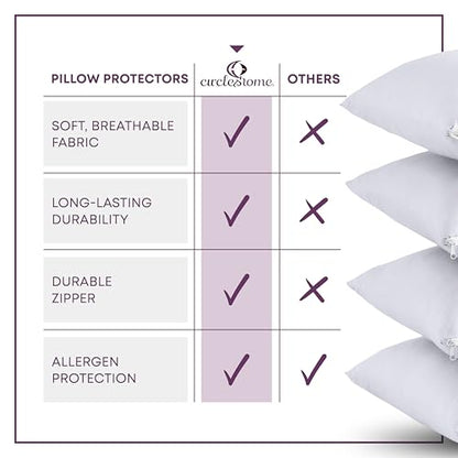 CirclesHome Pillow Protectors 4 Pack Queen Zippered - 100% Cotton Breathable Pillowcases - Protects Pillows from Dirt, Dust and Debris (Queen- Set of 4 - 20x30) - color: 1 - White, size: Queen (20 x 30 inches) - Set of 4