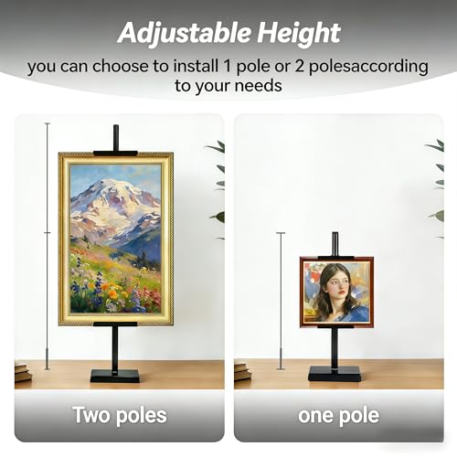 29" Adjustable Tabletop Easel Stand for Picture Frames, Metal Picture Frame Stand for Artwork Displays, Photos, Certificates & Signs up to 29 Inches (Black)