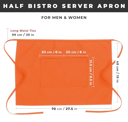 Chef Works Unisex Half Bistro Server Apron - color: Tangerine