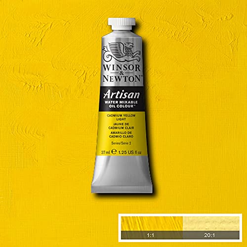 Winsor & Newton Artisan Water Mixable Oil Paint, 37ml, Cadmium Yellow Light | Clean with water; no solvents needed. Color depth, lightfastness, opacity/transparency are the same as traditional oils. - color: Cadmium Yellow Light, style: 1.25-oz