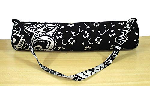 ICC Black Gold Mandala Full-Zip Exercise Yoga Mat Carry Bag Gym Beach Pilates Carrier Bags Hippie Mandala Indian Cotton Bag - style: Black Silver Flower Half