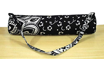 ICC Black Gold Mandala Full-Zip Exercise Yoga Mat Carry Bag Gym Beach Pilates Carrier Bags Hippie Mandala Indian Cotton Bag - style: Black Silver Flower Half