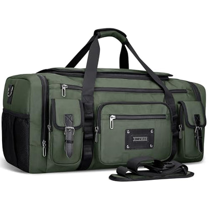 WITZMAN Duffle Bag for Men Large 55L Travel Duffel with Shoe Compartment | Water-resistant Nylon, Dry-wet Pocket, Fits 16" Laptop, Convertible for Gym, Weekender, Sports, Overnight, B717 Army Green - color: Army Green