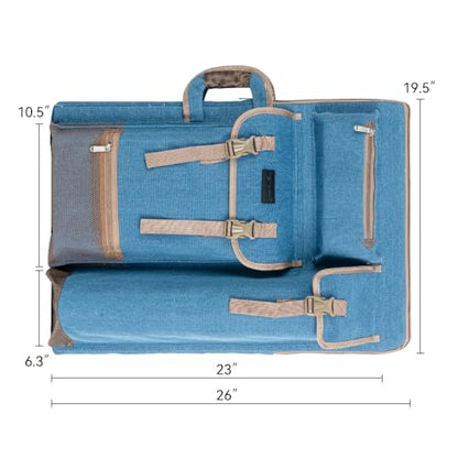 TRANSON Art Portfolio Case Artist Backpack Canvas Bag Large 26” x 19.5” - color: Turquoise Green