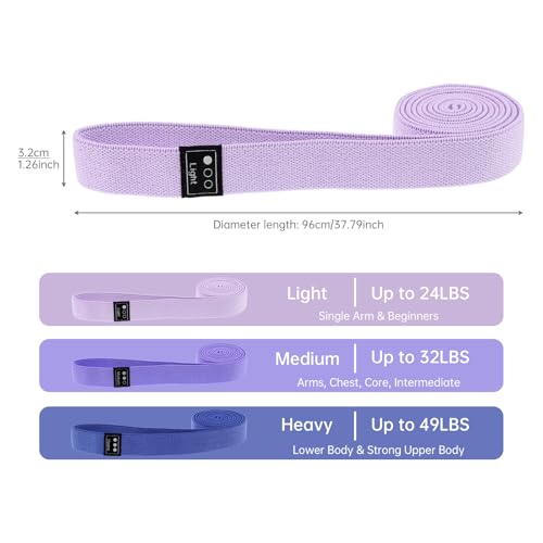 3-Pack Cloth Fabric Resistance Bands for Home Workout - color: Light Pink, Light Purple, Dark Purple