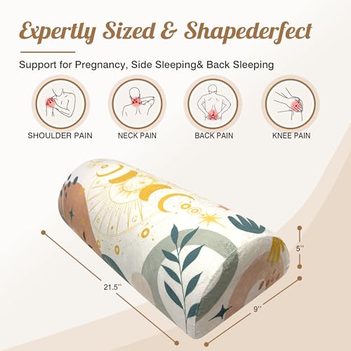 Knee Pillow for Back Sleeping – Half Moon Bolster Pillow for Under Knee While Sleeping Support, Leg & Back Pain Relief (21.5x9x5 Inches) - color: Yellow