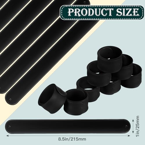 Gemscream 12 Pcs Silicone Slap Bracelets DIY Slap Bands Party Favors Bulk Blank Soft Wristband Wrist Snap Band for Craft Project DIY Painting Birthday Party Halloween Christmas - color: Black