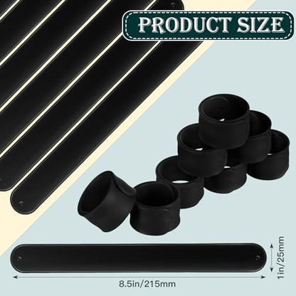 Gemscream 12 Pcs Silicone Slap Bracelets DIY Slap Bands Party Favors Bulk Blank Soft Wristband Wrist Snap Band for Craft Project DIY Painting Birthday Party Halloween Christmas - color: Black