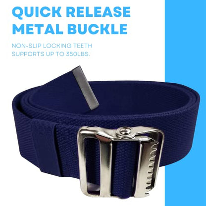 LiftAid Transfer and Gait Belt 60 Inch with Metal Buckle and Loop - Walking, Standing and Transfer Assist Aid for Seniors, Elderly Patients, Caregiver, Nurse, Therapist (Navy Blue) - color: Navy Blue