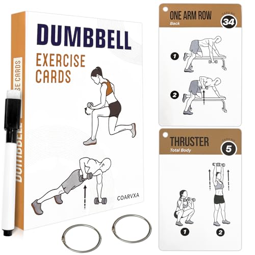 Dumbbell Cards for Women & Men-50 Dumbbell Workout Cards，Includes 2 Rings& Dry-Erase for Easy Organization-Home, Gym or Studio (Dumbbell) - color: Dumbbell