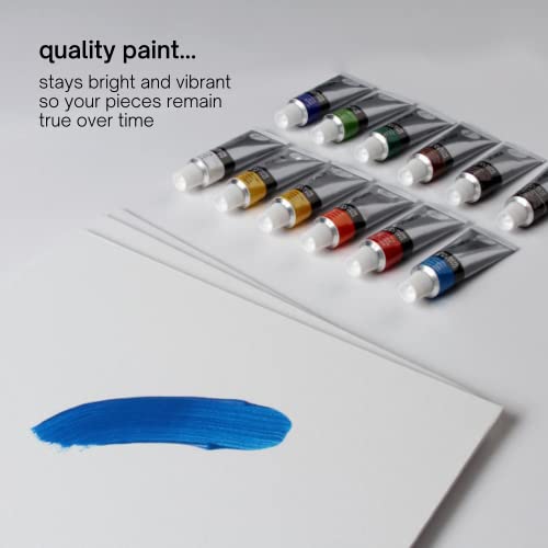 Daler Rowney Simply Acrylic Paint Set - 12 Acrylic Paint Tubes for Student Artists of all Ages - Vibrant Smooth Acrylic Paint Colors - 12ml Acrylic Paints for Canvas Paper and More - style: 12 Pack