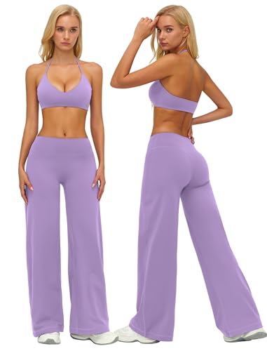 ABOCIW Workout Sets for Women Two Piece Yoga Pilates Outfits - color: Lilac, size: X-Large