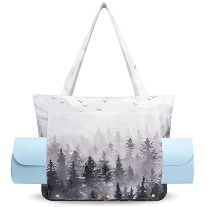 Yoga Mat Bag Yoga Bags and Carriers Fits All Your Stuff Yoga Tote Bag with Zipper Pocket Yoga Mat Carrier Pilates Bag Take in Out Mat Easily - color: Cloud Forest