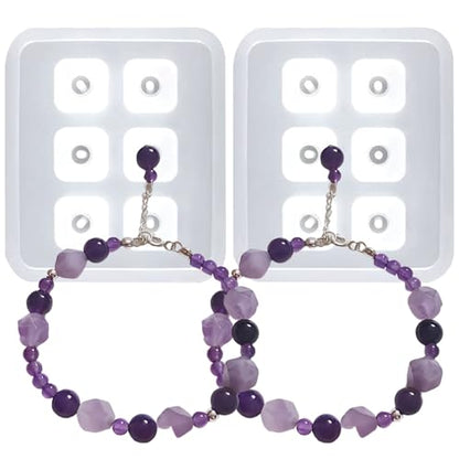 Crystal Earrings Resin Molds, 2 Pack Diamond Silicone Casting Molds with 6 Cavities Each, Clear for Gemstone Cabochon Jewelry Casting - color: Gemstone Reisn Molds ZH378