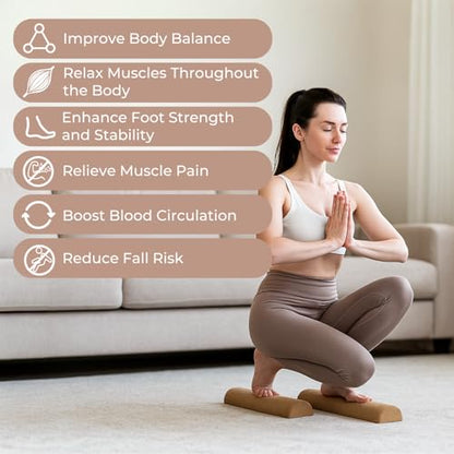 5-in-1 Cork Balance Board Kit - 15.7" Ankle Balance Board with Peanut Massage Ball, Balance Trainer, Foot Strengthener for Full Body Massage | Balance Stability | Improve Mobility | Prevent Falls