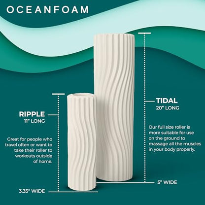 Oceanfoam Tidal Roller - Natural - Muscle Massage Foam Roller for Back Pain & Stretching - Firm and Ergonomic Wide Wave Textured - Yoga, Athletics, & Wellness - Full Size, 20" x 5" - color: Natural