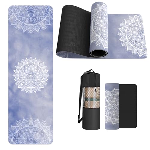 FOLAI Extra Thick Yoga Mat 6mm - color: Mandala Blue