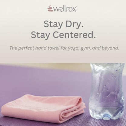 Wellrox Microfiber Yoga Hand Towel – Super Soft, Quick-Dry, Non Slip Yoga Towel for Hot Pilates, Gym & Workouts (26.5" x 16", Pink) - color: Pink