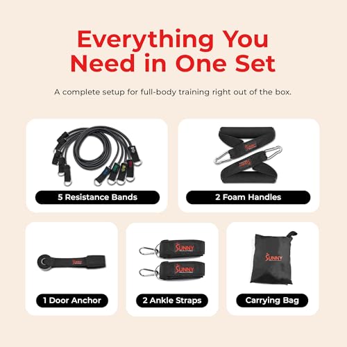 Sunny Health & Fitness Resistance Band Set/Ankle Strap for Home Gym - style: NO. 089-COMBO