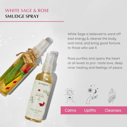 White Sage and Rose Smudge Spray for Spiritual Cleansing, Aromafume - color: White Sage & Rose