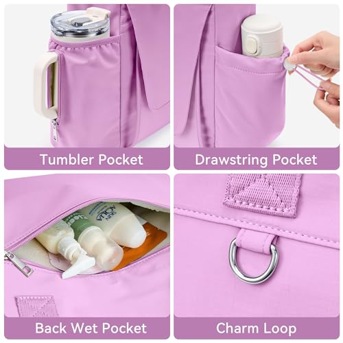 WLLWOO Thick Yoga Mat Bag Women Gym Tote Breathable Mesh Holder Wet Pocket | Carryall Lightweight Waterproof Shoulder for Pilates Travel Beach Workout Fitness Carrier - color: Purple