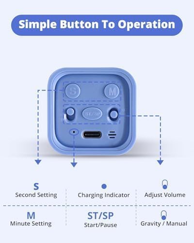 Productivity Timer Flip Gravity Sensor Cube Timer Countdown & Countup,Mute & Vibrate & Sound，5/10/30/60min & Custom Timing, Perfect for ADHD,Work,Learning,Kitchen Cooking (1Blue) - color: Blue