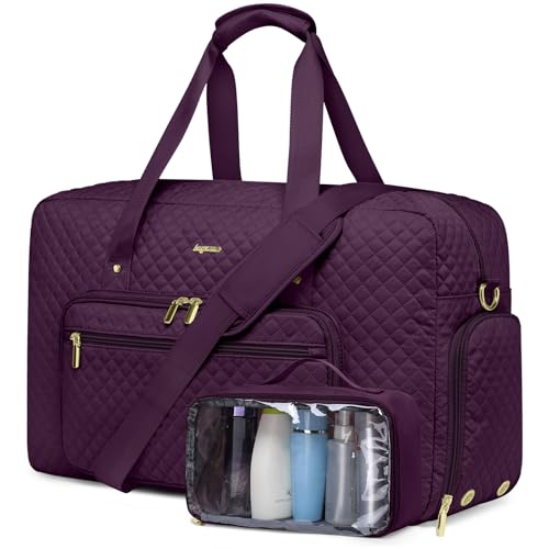 Large Travel Duffle Bag for Women: Carry On Weekender Bags for Womens with Shoe Compartment Overnight Duffel Bags with Wet Toiletry Pocket for Weekend Gym Hospital Bag for Labor and Delivery (Purple) - color: Purple, size: X-Large