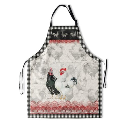 Artist Painting Apron with 2 Pockets Painters Art Aprons Gifts for Women Men - color: Buffalo Plaid Rooster