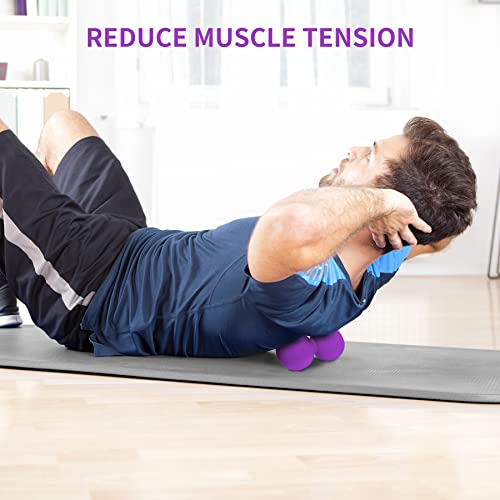5BILLION FITNESS Peanut Massage Ball,Double Lacrosse Ball and Mobility Massage Ball for Physical Therapy - Deep Tissue Massage Tool for Myofascial Release, Muscle Relaxer, Acupoint Massage (Purple) - color: Purple