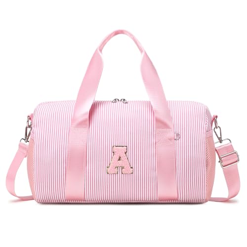 Personalized Initial Dance Bag for Girls,Small Gym Sport Yoga Dance Bags Gift for Teen Girls Women,Cute Letter Kid Weekender Ballet Bags,Toddler Travel Duffle Tote with Adjustable Straps - color: Pnk, style: A