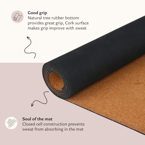 Shakti Warrior Chakra Cork Yoga Mat, Extra Long, 84 x 27 Inch, 2mm Thick