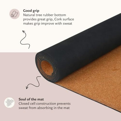 Shakti Warrior Chakra Cork Yoga Mat, Extra Long, 84 x 27 Inch, 2mm Thick