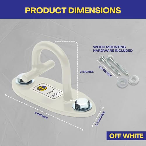 Anchor Gym Mini H1 (Set of 3) - Resistance Band Wall Anchors for Home Workouts | Wall Mount Anchor for Resistance Bands, Stretch Straps & Suspension Trainers - color: Off White