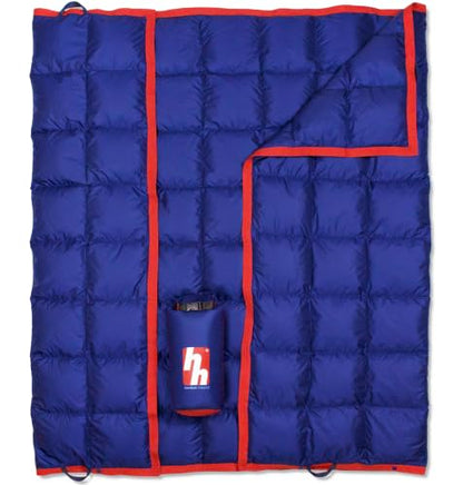 Horizon Hound Down Camping Blanket 650 Fill Power - Ultralight Backpacking Quilt (1lb 6oz) Warm & Water-Resistant 20D Nylon Shell for Outdoors, Camping, Hiking, Travel, & Stadium - Packable - color: Midnight Blue